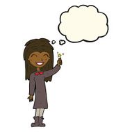 cartoon friendly witch girl with thought bubble N7