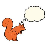 cartoon red squirrel with thought bubble N7