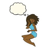 cartoon sexy woman with thought bubble N9