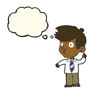 cartoon boy asking question with thought bubble N10