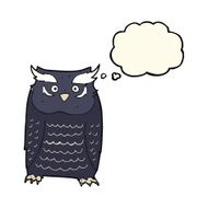 cartoon owl with thought bubble N39