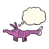 cartoon shrimp with thought bubble N20