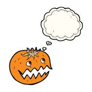 cartoon pumpkin with thought bubble N13