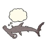 cartoon hammerhead shark with thought bubble N7