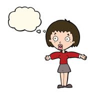 cartoon shocked woman with thought bubble N66