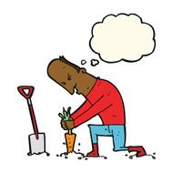 cartoon gardener with thought bubble N6