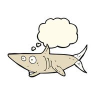 cartoon happy shark with thought bubble N7