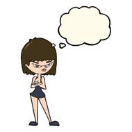 cartoon angry woman with thought bubble N16