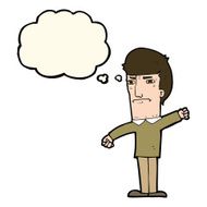cartoon angry man with thought bubble N69