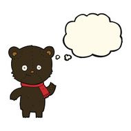 cartoon black bear waving with thought bubble N8