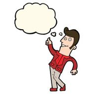 cartoon man giving thumbs up sign with thought bubble N12