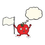 cartoon funny apple with flag thought bubble N7