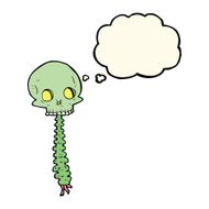 spooky cartoon sull and spine with thought bubble N8