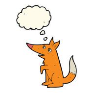 cartoon fox cub with thought bubble N8