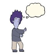 cartoon vampire man with thought bubble N72