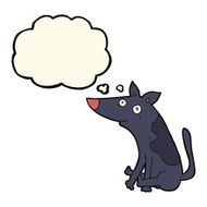 cartoon dog with thought bubble N12