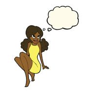 cartoon attractive woman posing with thought bubble N7