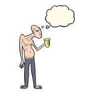 cartoon hooligan with thought bubble N6