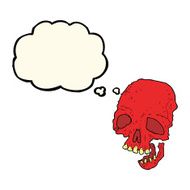 cartoon spooky skull with thought bubble N98