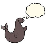cartoon seal with thought bubble N12