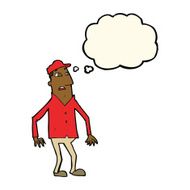 cartoon shocked man with thought bubble N79