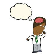 cartoon businessman with huge brain thought bubble N6