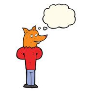 cartoon fox man with thought bubble N34