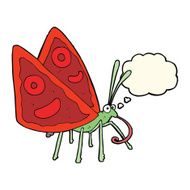 cartoon funny butterfly with thought bubble N7