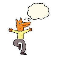 cartoon fox man with thought bubble N35