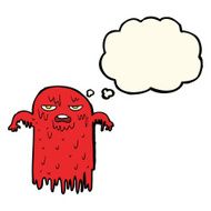 cartoon spooky ghost with thought bubble N32