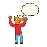 cartoon fox man with thought bubble N36