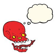 cartoon spooky skull with thought bubble N100