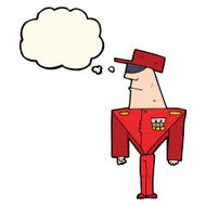 cartoon guard with thought bubble N8