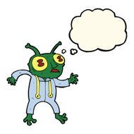 cartoon alien spaceman with thought bubble N15