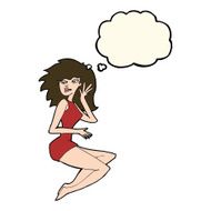 cartoon sexy woman with thought bubble N10