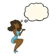 cartoon attractive woman sitting with thought bubble N7