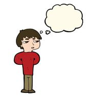 cartoon antisocial boy with thought bubble N7
