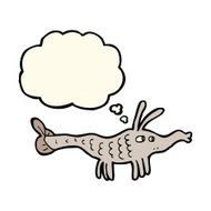 cartoon shrimp with thought bubble N21