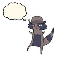 cartoon raccoon with thought bubble N7