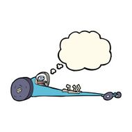 cartoon drag racer with thought bubble N7