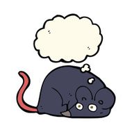 cartoon white mouse with thought bubble N6