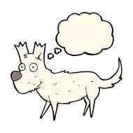 cartoon cute little dog with thought bubble N8