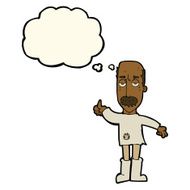 cartoon annoyed old man with thought bubble N44