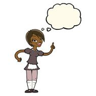 cartoon waitress taking order with thought bubble N12