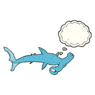cartoon hammerhead shark with thought bubble N8