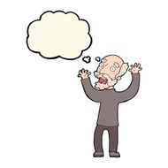 cartoon terrified old man with thought bubble N15