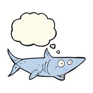 cartoon happy shark with thought bubble N8