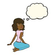 cartoon pretty woman with thought bubble N179