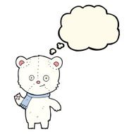 cartoon polar bear waving with thought bubble N8