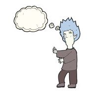 cartoon vampire man with thought bubble N74